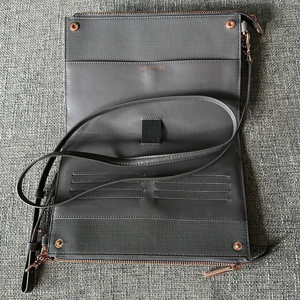 DAGNE DOVER Leather Trim Coated Canvas Crossbody Bag New Condition